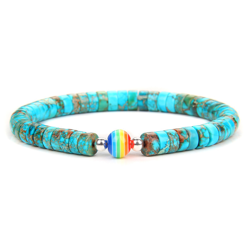 Modes 3x6 mm apaļas imperatora akmens krelles rokassprādzes sievietes vīriešiem varavīksnes krelles šarmu rokassprādzes Joga enerģijas rokassprādze Lucky Jewelry