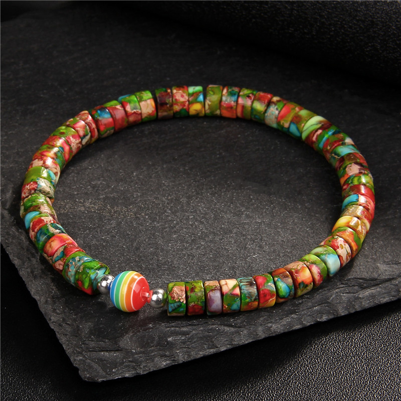 Modes 3x6 mm apaļas imperatora akmens krelles rokassprādzes sievietes vīriešiem varavīksnes krelles šarmu rokassprādzes Joga enerģijas rokassprādze Lucky Jewelry