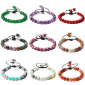 8 mm dabīgā akmens rokassprādze Regulējama ar rokām darināta ahāta apaļa krelles rokassprādzes jogas līdzsvars modes rokassprādze vīriešiem sievietēm rotaslietas dāvana