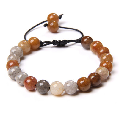 8 mm dabīgā akmens rokassprādze Regulējama ar rokām darināta ahāta apaļa krelles rokassprādzes jogas līdzsvars modes rokassprādze vīriešiem sievietēm rotaslietas dāvana