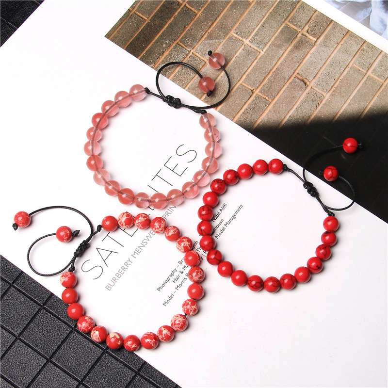 8 mm dabīgā akmens rokassprādze Regulējama ar rokām darināta ahāta apaļa krelles rokassprādzes jogas līdzsvars modes rokassprādze vīriešiem sievietēm rotaslietas dāvana