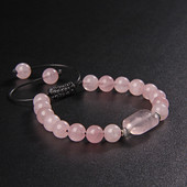Veleprodaja Reiki Healing Pink Rose Powder Crystal Quartz Perle od prirodnog kamena Pletena narukvica Žene Djevojke Energetski nakit Darovi