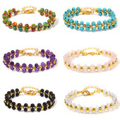 Βραχιόλι 4 χιλιοστών με πλέξη από φυσική πέτρα διπλής στρώσης Στρογγυλό βραχιόλι με χάντρες από χαλαζία Amethysts Βραχιόλια με χάντρες για γυναίκες Ανδρικά κοσμήματα Energy Yoga