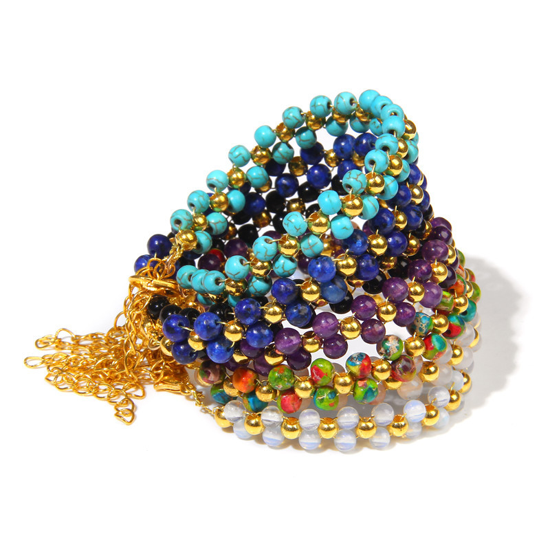 Βραχιόλι 4 χιλιοστών με πλέξη από φυσική πέτρα διπλής στρώσης Στρογγυλό βραχιόλι με χάντρες από χαλαζία Amethysts Βραχιόλια με χάντρες για γυναίκες Ανδρικά κοσμήματα Energy Yoga