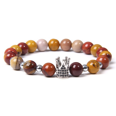 Sieviešu krelles Rokassprādze Dabīgais akmens Rokassprādze Smalkas kronis Kulonu Barceles Vīriešiem Sieviešu roku darbs Elastīgas Rotaslietas Draugiem Dāvana 8mm