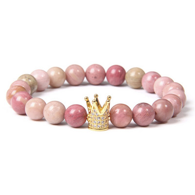 Sieviešu krelles Rokassprādze Dabīgais akmens Rokassprādze Smalkas kronis Kulonu Barceles Vīriešiem Sieviešu roku darbs Elastīgas Rotaslietas Draugiem Dāvana 8mm