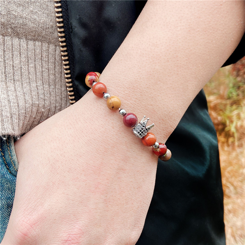 Sieviešu krelles Rokassprādze Dabīgais akmens Rokassprādze Smalkas kronis Kulonu Barceles Vīriešiem Sieviešu roku darbs Elastīgas Rotaslietas Draugiem Dāvana 8mm