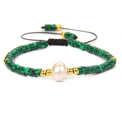 Dabīgā akmens regulējama rokassprādze Viena liela pērļu kulonu rokassprādze malahīta tīģera acs rokassprādzes vīriešiem sievietēm jogas dziedinošās rotaslietas