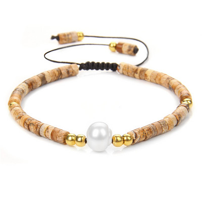 Dabīgā akmens regulējama rokassprādze Viena liela pērļu kulonu rokassprādze malahīta tīģera acs rokassprādzes vīriešiem sievietēm jogas dziedinošās rotaslietas