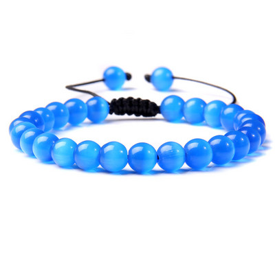 Fina narukvica s kuglicama mačje oko, pletena narukvica od prirodnog kamena, podesive elastične narukvice, muškarci, žene, šareni reiki iscjeljujući nakit