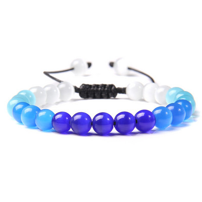 Fina narukvica s kuglicama mačje oko, pletena narukvica od prirodnog kamena, podesive elastične narukvice, muškarci, žene, šareni reiki iscjeljujući nakit