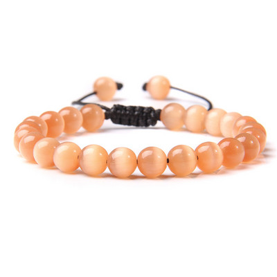 Fina narukvica s kuglicama mačje oko, pletena narukvica od prirodnog kamena, podesive elastične narukvice, muškarci, žene, šareni reiki iscjeljujući nakit