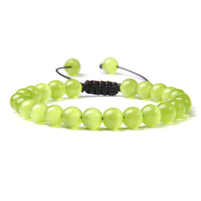 Fina narukvica s kuglicama mačje oko, pletena narukvica od prirodnog kamena, podesive elastične narukvice, muškarci, žene, šareni reiki iscjeljujući nakit