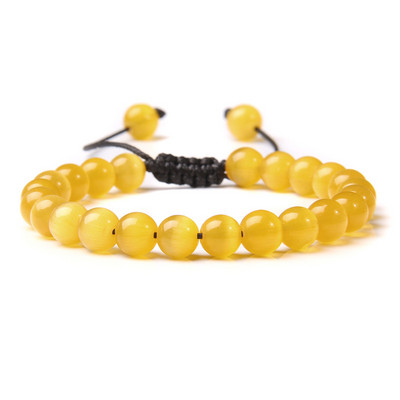 Fina narukvica s kuglicama mačje oko, pletena narukvica od prirodnog kamena, podesive elastične narukvice, muškarci, žene, šareni reiki iscjeljujući nakit