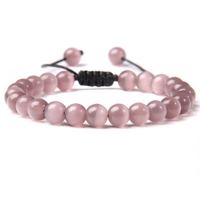 Fina narukvica s kuglicama mačje oko, pletena narukvica od prirodnog kamena, podesive elastične narukvice, muškarci, žene, šareni reiki iscjeljujući nakit