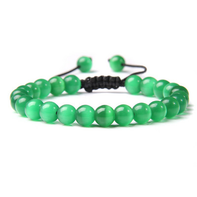 Fina narukvica s kuglicama mačje oko, pletena narukvica od prirodnog kamena, podesive elastične narukvice, muškarci, žene, šareni reiki iscjeljujući nakit