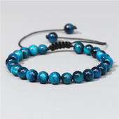 6 mm tīģera acs krelles rokassprādze vīriešiem Moderns, dabīgs tīģera acs krelles, pītas rokassprādzes, regulējamas sieviešu lūgšanu enerģijas rotaslietas dāvanas