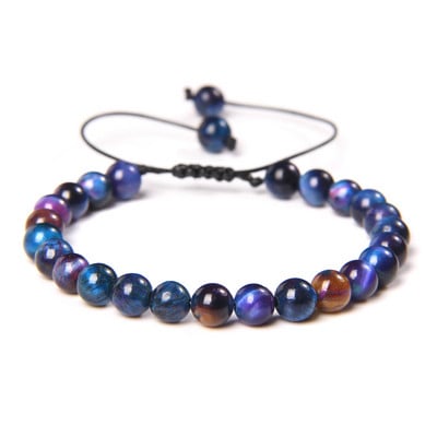 6 mm tīģera acs krelles rokassprādze vīriešiem Moderns, dabīgs tīģera acs krelles, pītas rokassprādzes, regulējamas sieviešu lūgšanu enerģijas rotaslietas dāvanas