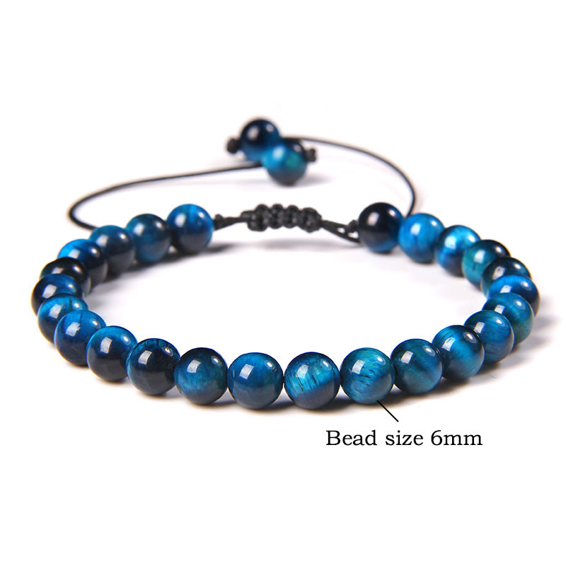 6 mm tīģera acs krelles rokassprādze vīriešiem Moderns, dabīgs tīģera acs krelles, pītas rokassprādzes, regulējamas sieviešu lūgšanu enerģijas rotaslietas dāvanas