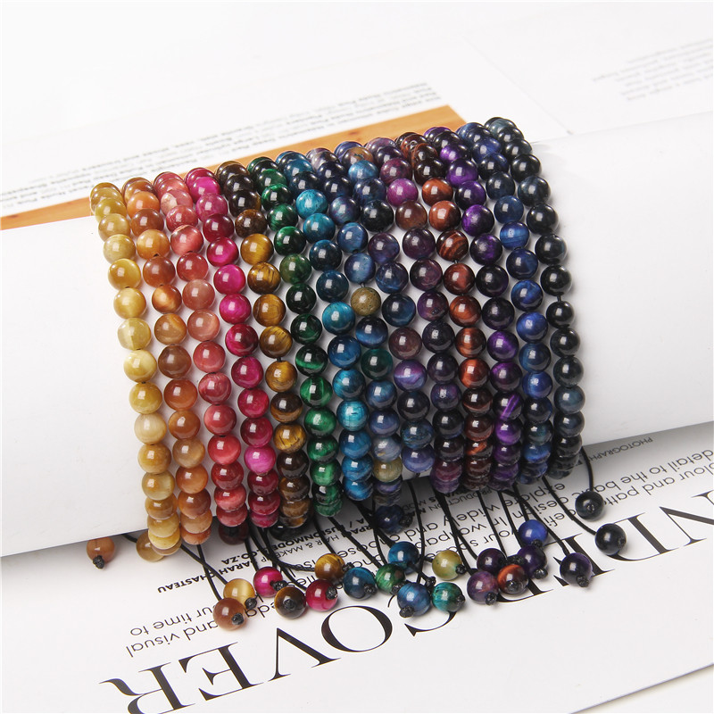 6 mm tīģera acs krelles rokassprādze vīriešiem Moderns, dabīgs tīģera acs krelles, pītas rokassprādzes, regulējamas sieviešu lūgšanu enerģijas rotaslietas dāvanas