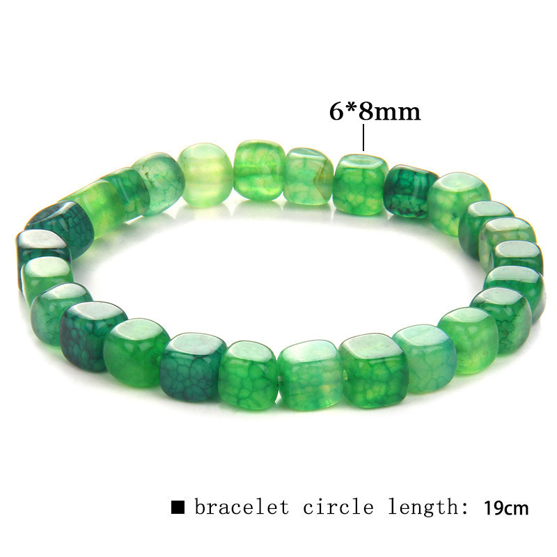 Dabīgs ahāts Pērlītes Rokassprādze Daudzkrāsains Kvadrātveida Akmens Rokassprādze Mode Pērlīšu Rokassprādzes Vīriešu Sieviešu Šarms Ārstnieciskās Reiki Rotaslietas