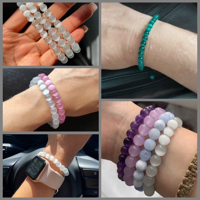 8 mm katės akių karoliukai apyrankės natūralaus akmens energijos apyrankės apvalios karoliukų apyrankės rankų darbo Reiki gydomieji papuošalai vyrams, moterims