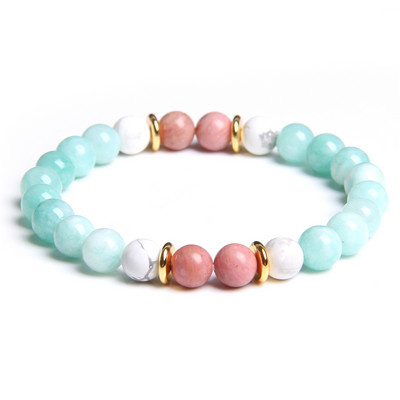 Dabīga amazonīta akmens rokassprādze sievietēm apaļa kvarca kristāla krelles šarmu rokassprādzes ar rokām darinātas laimīgas rokassprādzes rotaslietas dāvanas meitenēm