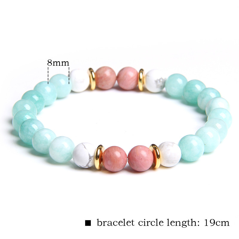 Dabīga amazonīta akmens rokassprādze sievietēm apaļa kvarca kristāla krelles šarmu rokassprādzes ar rokām darinātas laimīgas rokassprādzes rotaslietas dāvanas meitenēm