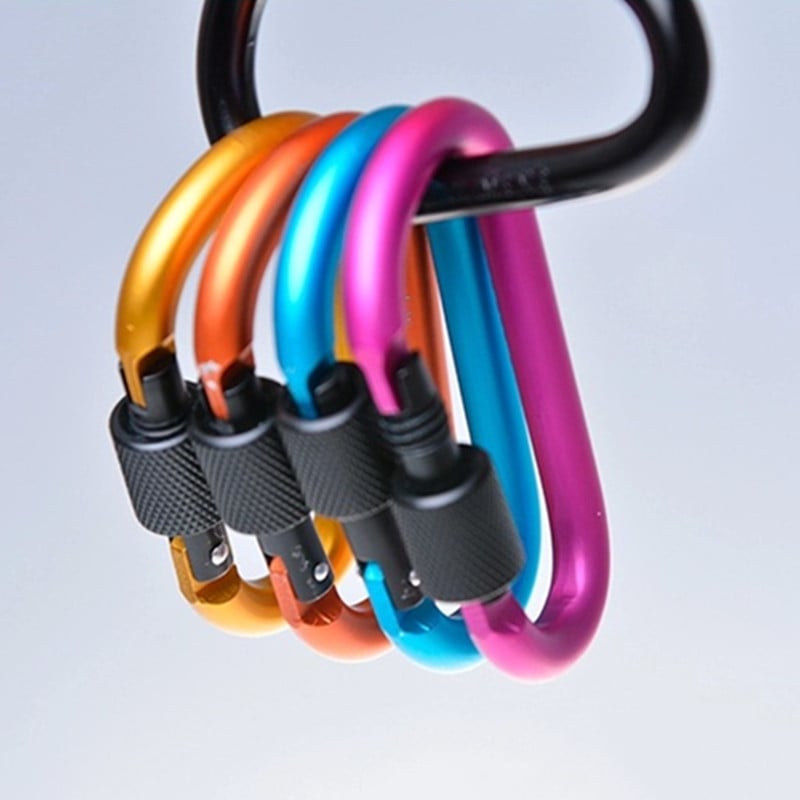 8 cm aliuminio lydinio spyruoklinis karabinas D formos žiedas raktų pakabuko segtukas Daugiaspalvis kempingo raktų pakabukas su kabliuku lauko kelionių rinkinys Quickdraws