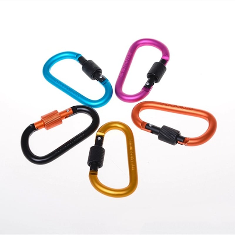 8 cm aliuminio lydinio spyruoklinis karabinas D formos žiedas raktų pakabuko segtukas Daugiaspalvis kempingo raktų pakabukas su kabliuku lauko kelionių rinkinys Quickdraws