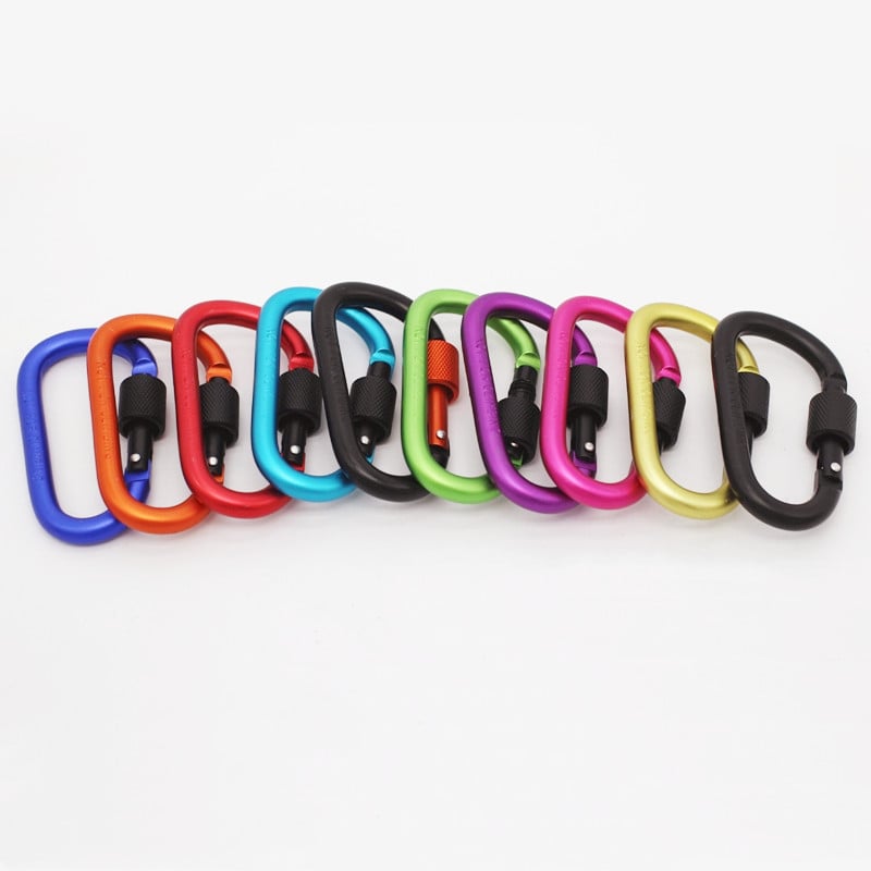 8 cm aliuminio lydinio spyruoklinis karabinas D formos žiedas raktų pakabuko segtukas Daugiaspalvis kempingo raktų pakabukas su kabliuku lauko kelionių rinkinys Quickdraws