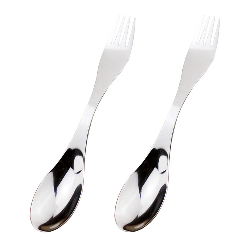 2 db Kétvégű Spork Camping étkészlet saláta tálaló edények Spoon Fork Travel
