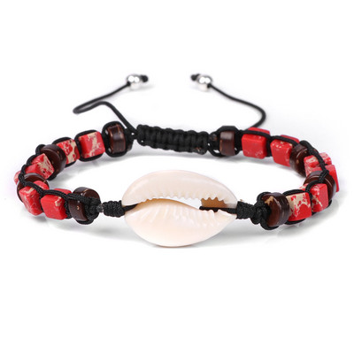 Kvadrātveida formas dabīgā akmens rokassprādze apvalka kulonu rokassprādze Krāsains imperatora akmens rokassprādzes vīriešiem sievietēm elastīgas pludmales rotaslietas