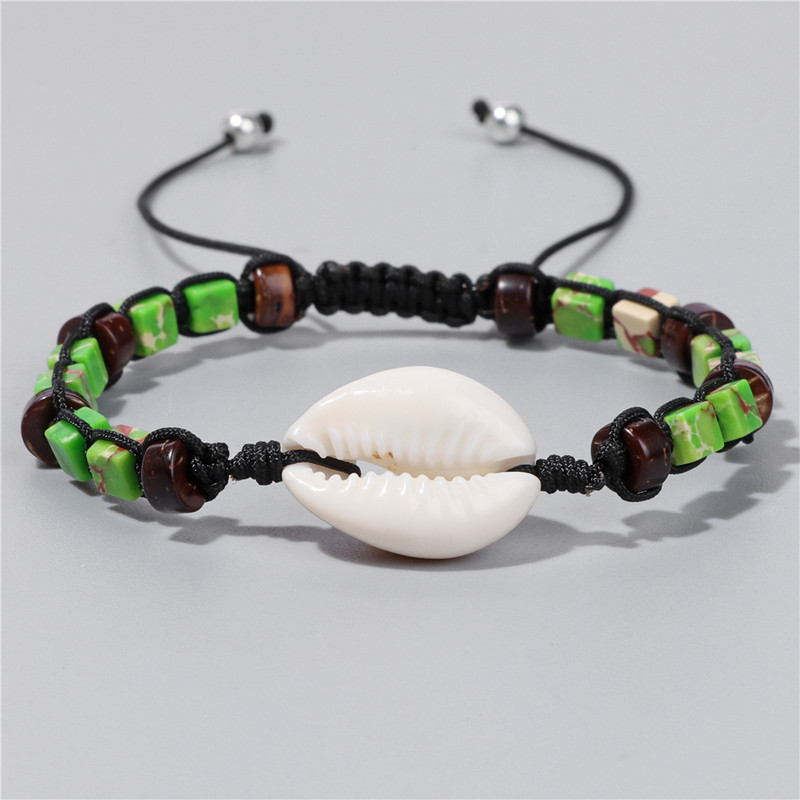 Kvadrātveida formas dabīgā akmens rokassprādze apvalka kulonu rokassprādze Krāsains imperatora akmens rokassprādzes vīriešiem sievietēm elastīgas pludmales rotaslietas