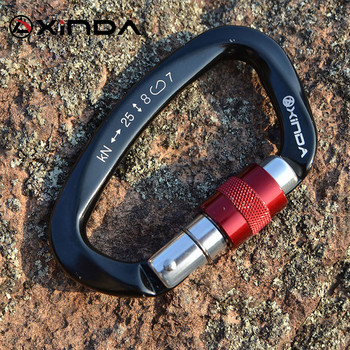 XINDA Professional Rock Climbing Carabiner 25KN D-Shape Screw Gates Lock Κράμα αλουμινίου Mountaineer Outdoor Equipment