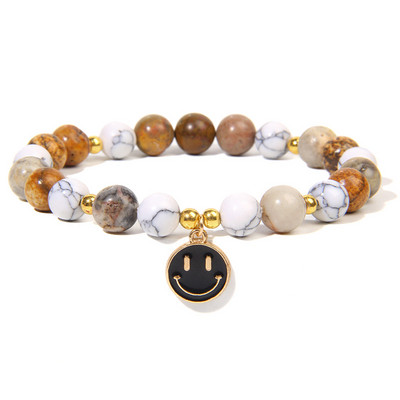 Moderns dabīgā akmens kvarca krelles, burvīgas rokassprādzes, smaids kulons, jaukas rokassprādzes vīriešiem sievietēm, kaķa acs, ametists, rotaslietas, dāvanas 8 mm