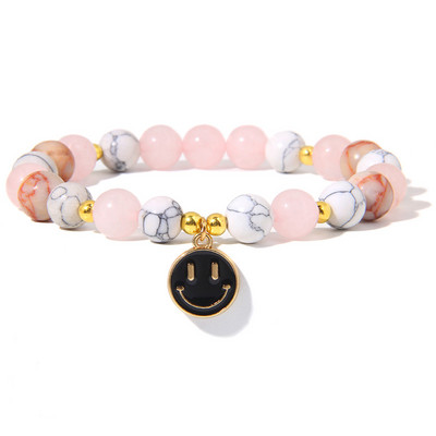 Moderns dabīgā akmens kvarca krelles, burvīgas rokassprādzes, smaids kulons, jaukas rokassprādzes vīriešiem sievietēm, kaķa acs, ametists, rotaslietas, dāvanas 8 mm