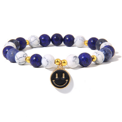 Moderns dabīgā akmens kvarca krelles, burvīgas rokassprādzes, smaids kulons, jaukas rokassprādzes vīriešiem sievietēm, kaķa acs, ametists, rotaslietas, dāvanas 8 mm