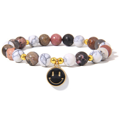 Moderns dabīgā akmens kvarca krelles, burvīgas rokassprādzes, smaids kulons, jaukas rokassprādzes vīriešiem sievietēm, kaķa acs, ametists, rotaslietas, dāvanas 8 mm