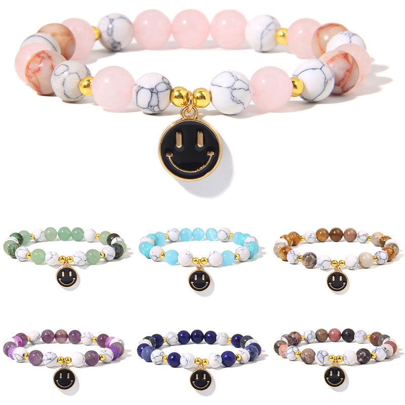 Moderns dabīgā akmens kvarca krelles, burvīgas rokassprādzes, smaids kulons, jaukas rokassprādzes vīriešiem sievietēm, kaķa acs, ametists, rotaslietas, dāvanas 8 mm