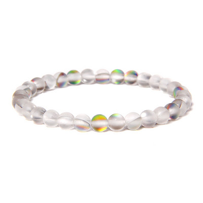 6 mm stikla kristāla mēnessakmens rokassprādzes Daudzkrāsains matēts mirdzošs akmens krelles šarms rokassprādzes ar rokām darinātas sieviešu rokassprādzes jogas rotaslietas