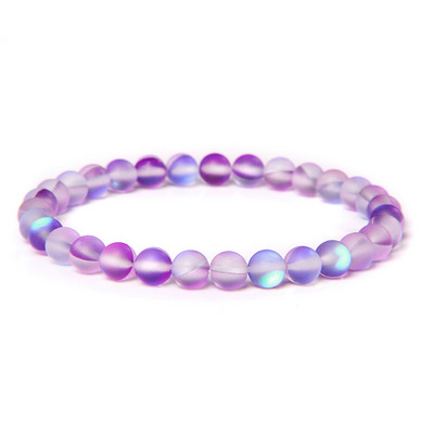 6 mm stikla kristāla mēnessakmens rokassprādzes Daudzkrāsains matēts mirdzošs akmens krelles šarms rokassprādzes ar rokām darinātas sieviešu rokassprādzes jogas rotaslietas