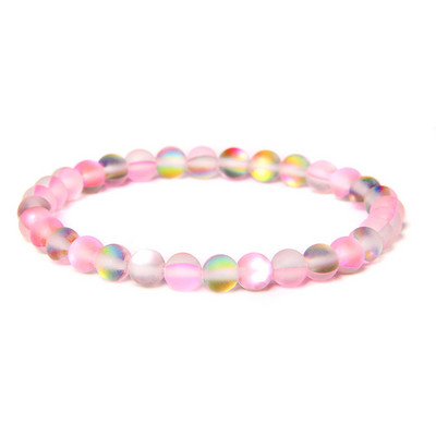 6 mm stikla kristāla mēnessakmens rokassprādzes Daudzkrāsains matēts mirdzošs akmens krelles šarms rokassprādzes ar rokām darinātas sieviešu rokassprādzes jogas rotaslietas