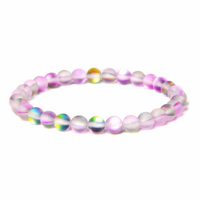 6 mm stikla kristāla mēnessakmens rokassprādzes Daudzkrāsains matēts mirdzošs akmens krelles šarms rokassprādzes ar rokām darinātas sieviešu rokassprādzes jogas rotaslietas