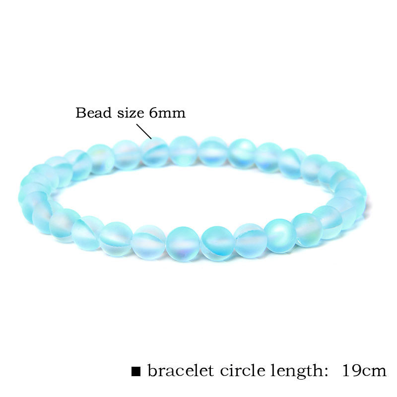 6 mm stikla kristāla mēnessakmens rokassprādzes Daudzkrāsains matēts mirdzošs akmens krelles šarms rokassprādzes ar rokām darinātas sieviešu rokassprādzes jogas rotaslietas