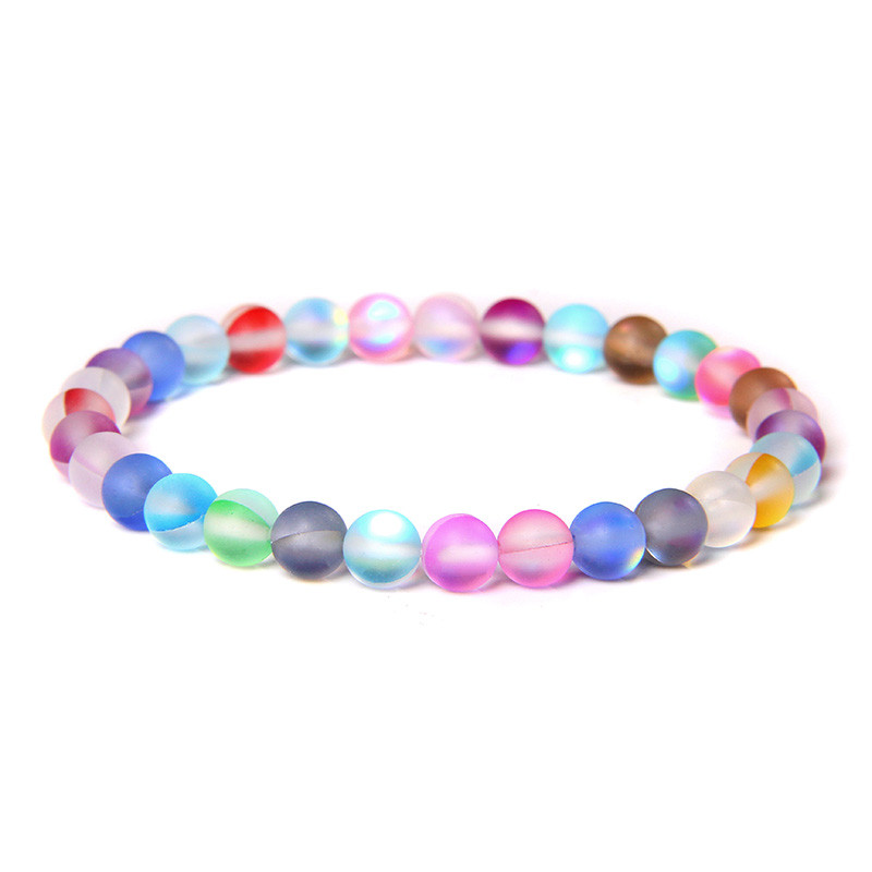 6 mm stikla kristāla mēnessakmens rokassprādzes Daudzkrāsains matēts mirdzošs akmens krelles šarms rokassprādzes ar rokām darinātas sieviešu rokassprādzes jogas rotaslietas