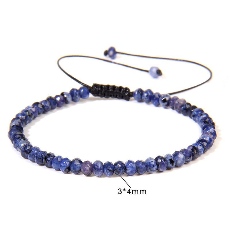 Ar rokām darināta akmens pērlīšu rokassprādze 3x4mm slīpēta halcedona pērlīšu rokassprādze, regulējama sievietēm vīriešiem dziednieciskās jogas rotaslietas dāvanas