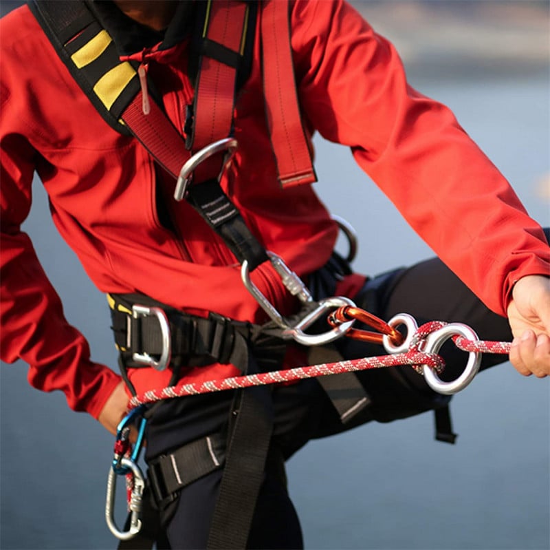 Laipiojimo uolomis 8 formų aštuonių žiedų nuleidimo įtaisas, 35 KN nusileidimo įtaisas, karabinas, skirtas lauke nusileisti nuokalnėje