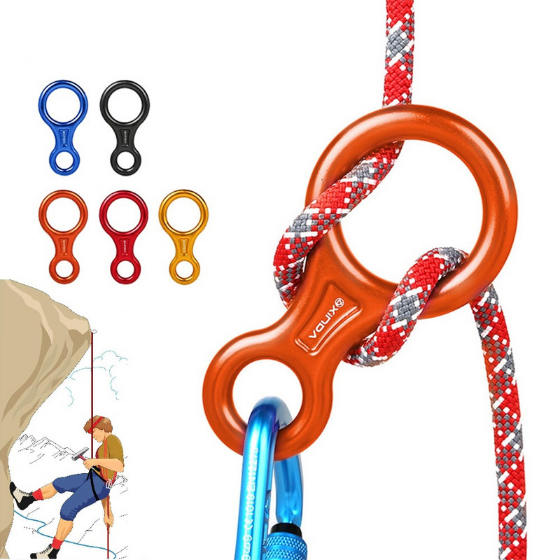 Laipiojimo uolomis 8 formų aštuonių žiedų nuleidimo įtaisas, 35 KN nusileidimo įtaisas, karabinas, skirtas lauke nusileisti nuokalnėje