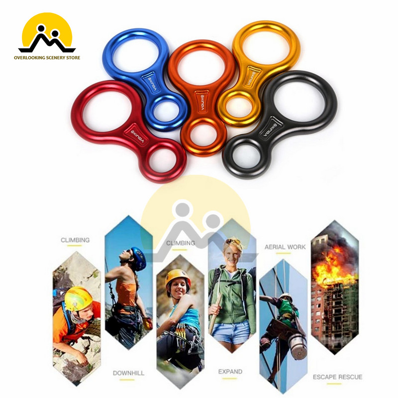 Laipiojimo uolomis 8 formų aštuonių žiedų nuleidimo įtaisas, 35 KN nusileidimo įtaisas, karabinas, skirtas lauke nusileisti nuokalnėje